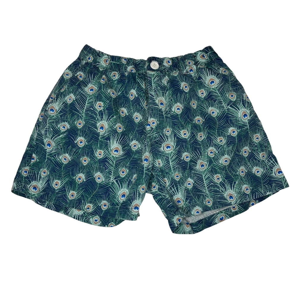 Chubbies The Peacockers Shorts Mens Medium Peacock Feather Print Cotton